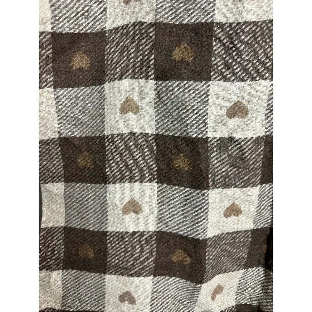 Brown heart detailed checkerboard scarf